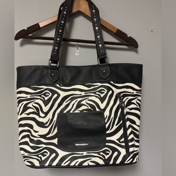 Montana West Zebra Print Leather Tassel Concealed Carry Tote Bag Retail $70 - Picture 3 of 6